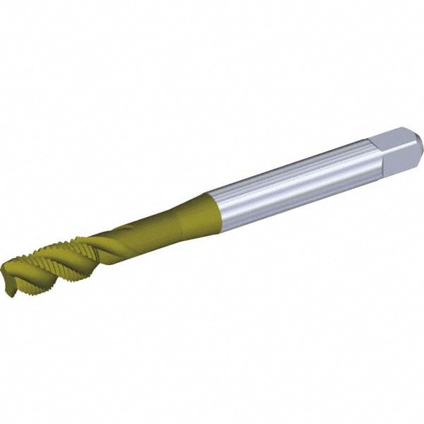 Spiral Flute Tap: M30x2.00 Metric Fine, 4 Flutes, Bottoming, Cobalt, TIN Coated