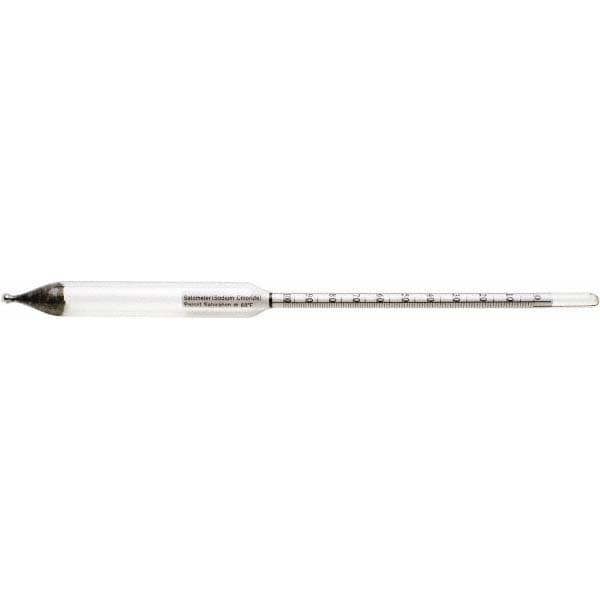 Hydrometers; Hydrometer Type: Salometer ; Material: Steel ; Maximum Temperature: 600F; 150C ; Overall Length: 300.0cm; 300.0in; 300.0mm; 300.0yd; 300.0m; 300.0ft ; Scale Range: 0 - 100 ; Application: Sodium Chloride Saturation of Salt Brines