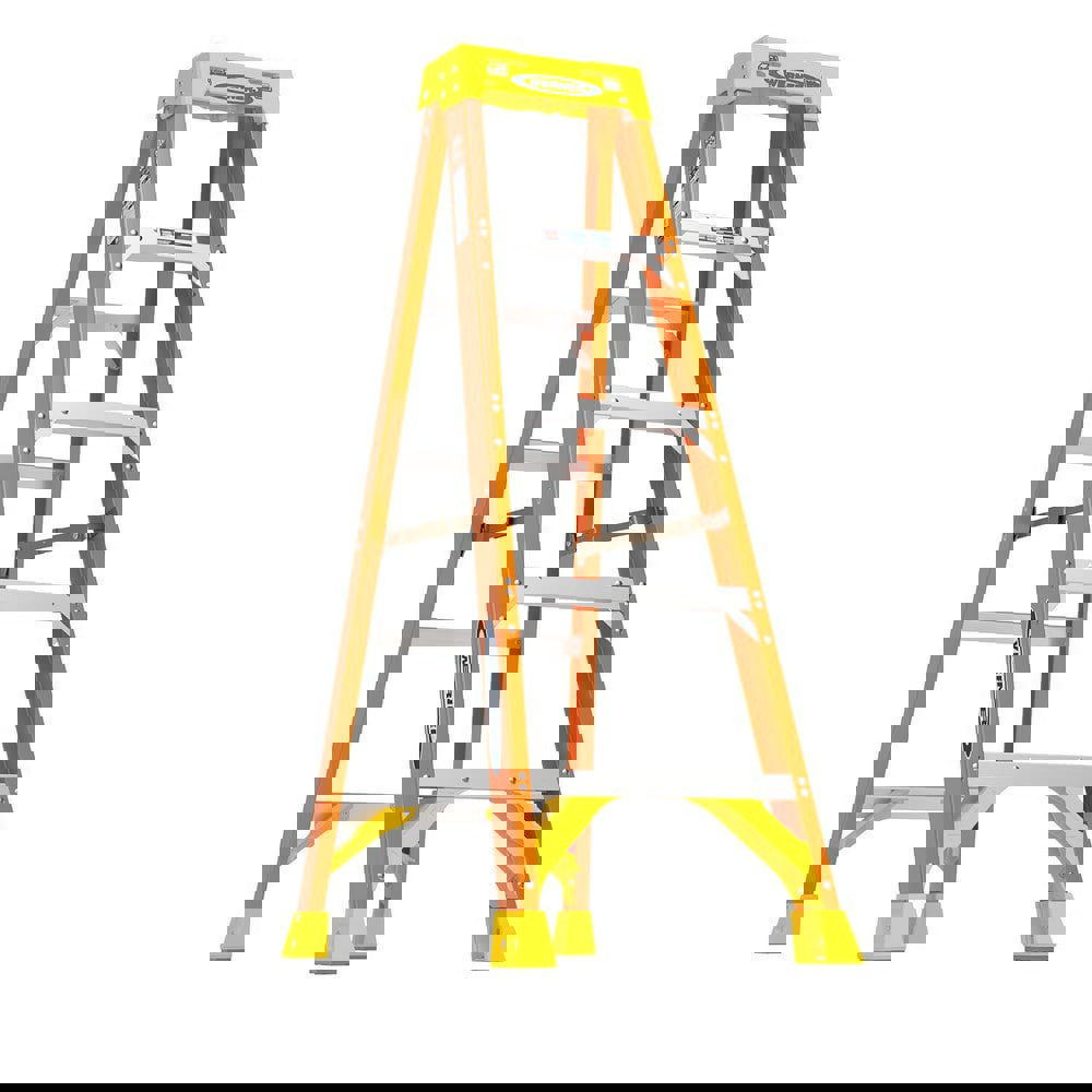4 Step Fiberglass Foldable Step Ladder: Type IA 300 lb Capacity 5' Height
