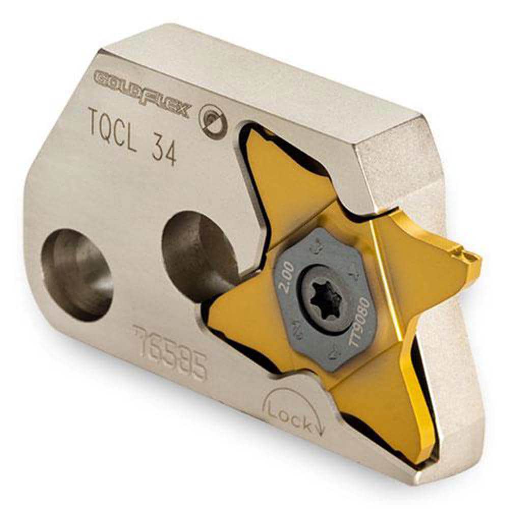 Indexable Grooving Cartridges; Cutting Direction: Left Hand ; Compatible Insert Style: TQC ; Compatible Insert Size Code: 34 ; Insert Width: 0.1690 in ; Series: TQCL ; Overall Length: 2.09