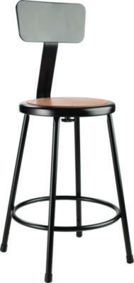 24 Inch High, Stationary Fixed Height Stool with Adjustable Height Backrest