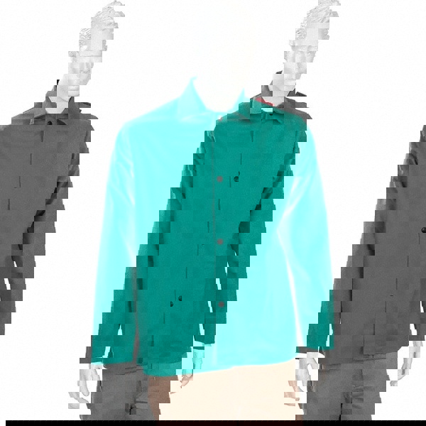 Flame Resistant/Retardant & Welding Jacket: Size Large, Cotton, Snaps Closure