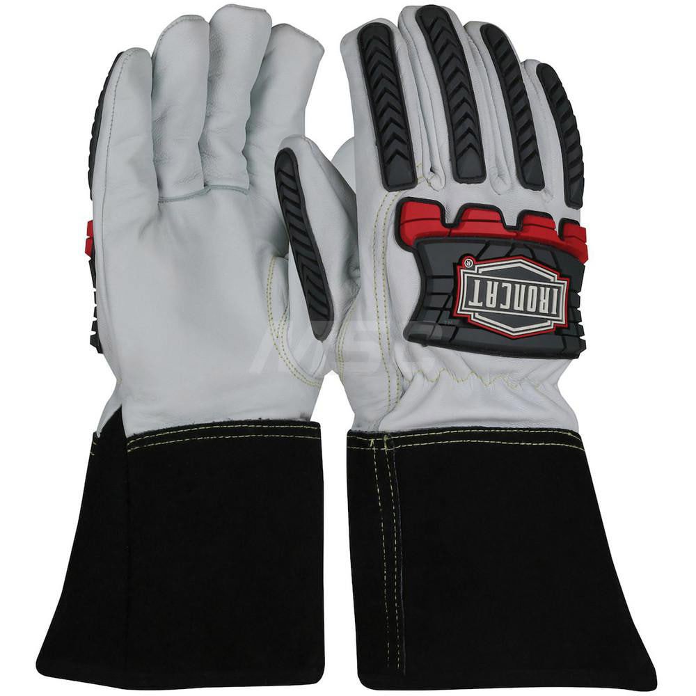 Welding Gloves: Ironcat 6244, Size 2X-Large, Uncoated-Coated, Grain Goatskin Leather, Pair, for TIG