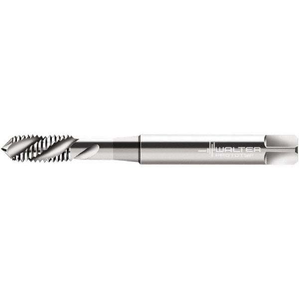 Spiral Flute Tap: M6x1.00 Metric, 3 Flutes, Modified Bottoming, 6H Class of Fit, Cobalt, Bright/Uncoated