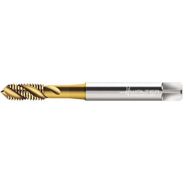 Spiral Flute Tap: M2.5x0.45 Metric, 3 Flutes, Modified Bottoming, 6G Class of Fit, Cobalt, TIN Coated