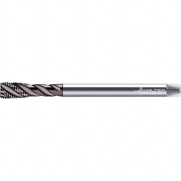 Spiral Flute Tap: M14x2.00 Metric, 3 Flutes, Modified Bottoming, 6H Class of Fit, Cobalt, Hardlube Coated