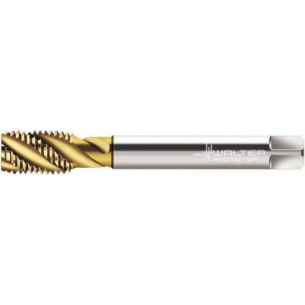 Spiral Flute Tap: M12x1.75 Metric, 3 Flutes, Modified Bottoming, 6G Class of Fit, Cobalt, TIN Coated