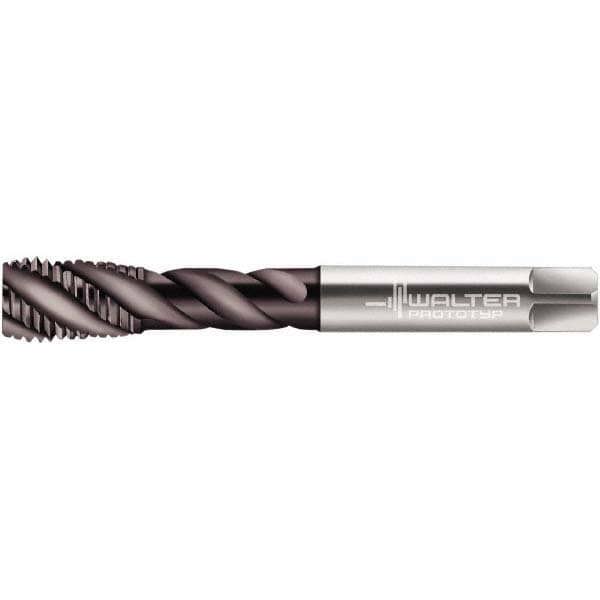 Spiral Flute Tap: M18x2.50 Metric, 4 Flutes, Modified Bottoming, 6HX Class of Fit, Powdered Metal, Hardlube Coated