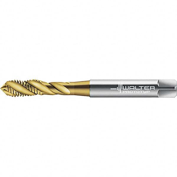 Spiral Flute Tap: M8x1.25 Metric, 3 Flutes, Modified Bottoming, 6GX Class of Fit, Powdered Metal, TIN Coated