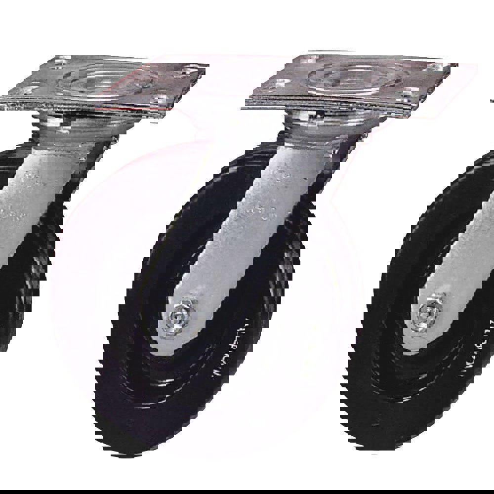 Swivel Top Plate Caster: Rubber, 8