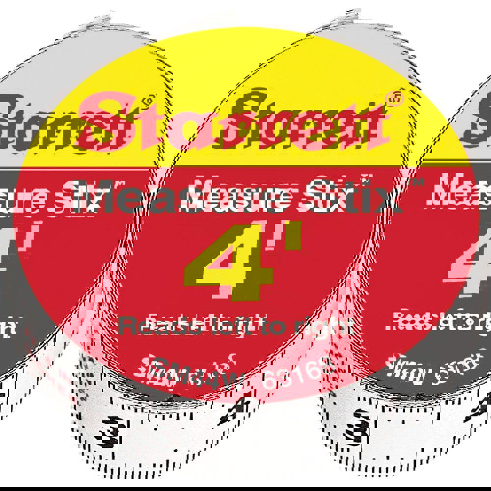 4 Ft. Long x 1/2 Inch Wide, 1/32 and 1/16 Inch Graduation, White, Steel Adhesive Tape Measure