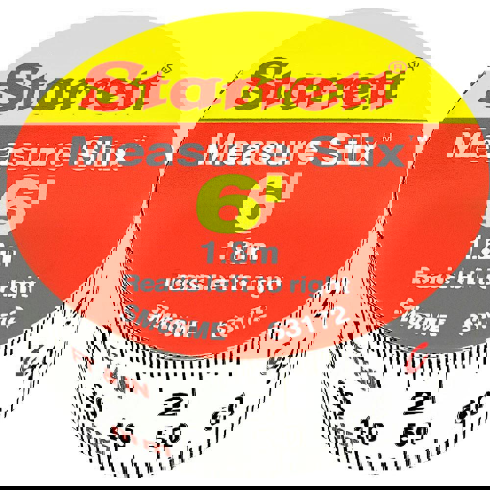 6 Ft. Long x 3/4 Inch Wide, 1/16 Inch Graduation, White, Steel Adhesive Tape Measure