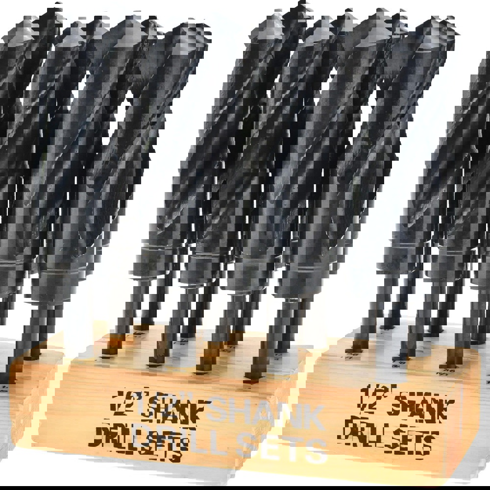 Drill Bit Set: Reduced Shank Drill Bits, 8 Pc, 118 &deg;, High Speed Steel