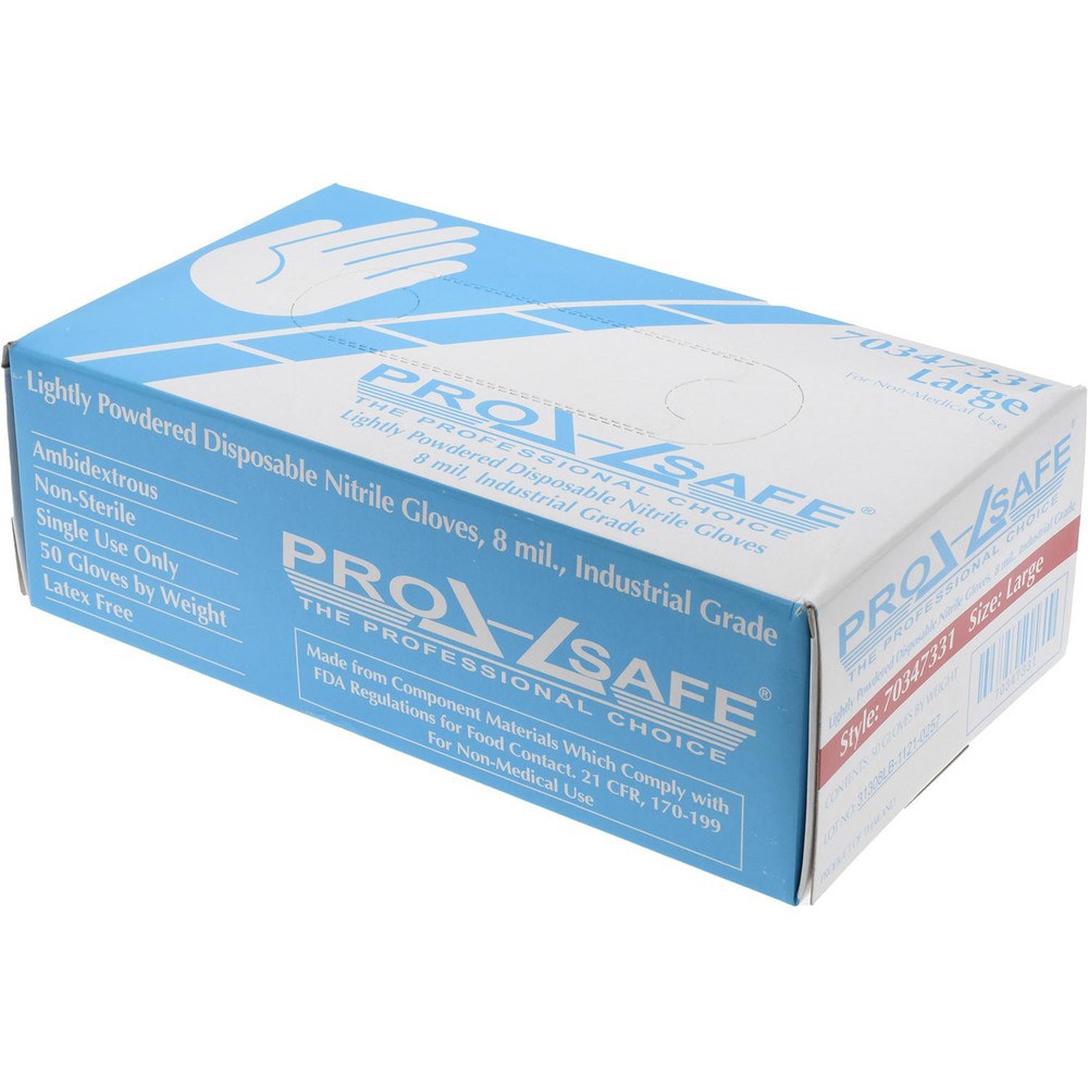 Disposable Glove: Size Large, 8.0 mil, Nitrile, General Purpose Grade, Powdered