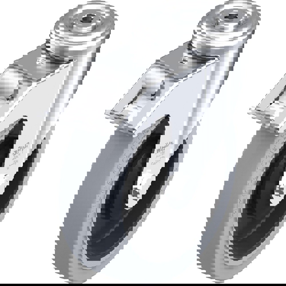 Standard Casters; Mount: Hollow Kingpin ; Caster Type: Swivel w/Brake ; Brake Type: Total-Lock Brake ; Bearing Type: Precision Ball ; Style: Single Ball ; Wheel Diameter (Inch): 5