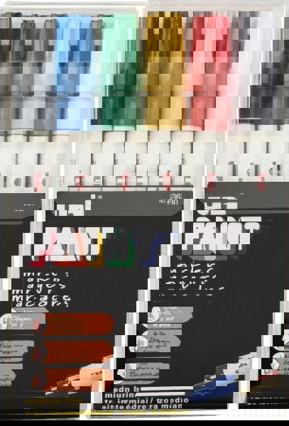 Solid Paint Marker: Black, Blue, Green, Red, White & Yellow, Oil-Based, Bullet Point