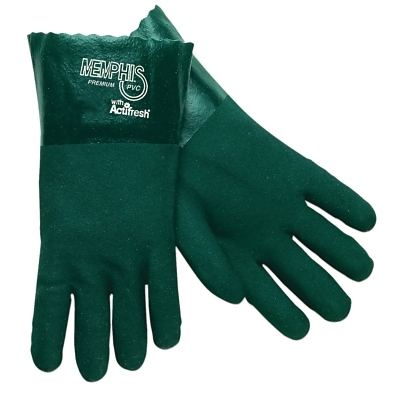 Work Gloves: Memphis 6412, Size Large, PVC-Coated Nitrile, General Purpose
