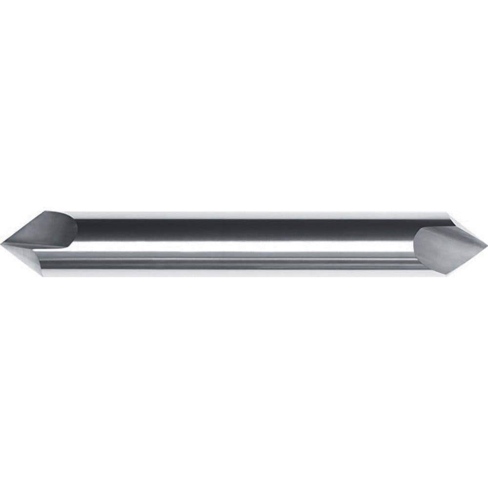 Chamfer Mills; Included Angle: 100.00 ; Chamfer Mill Material: Solid Carbide ; Cutter Head Diameter (Fractional Inch): 1/2 ; Cutter Head Diameter (Decimal Inch): 0.5000 ; End Type: Double ; Shank Diameter (Decimal Inch): 0.5000