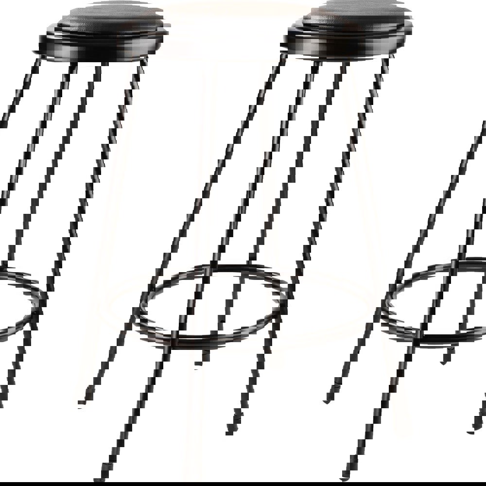 Stationary Stools; Product Type: Fixed Height Stool ; Base Type: Steel ; Overall Width: 15in ; Overall Depth: 15in ; Seat Shape: Round ; Seat Color: Black