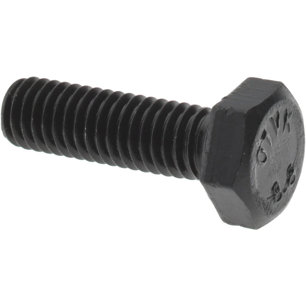 Hex Head Cap Screw: M6x1, 20.00 mm Length Under Head, Grade 8.8 Steel, Bright/Uncoated Finish
