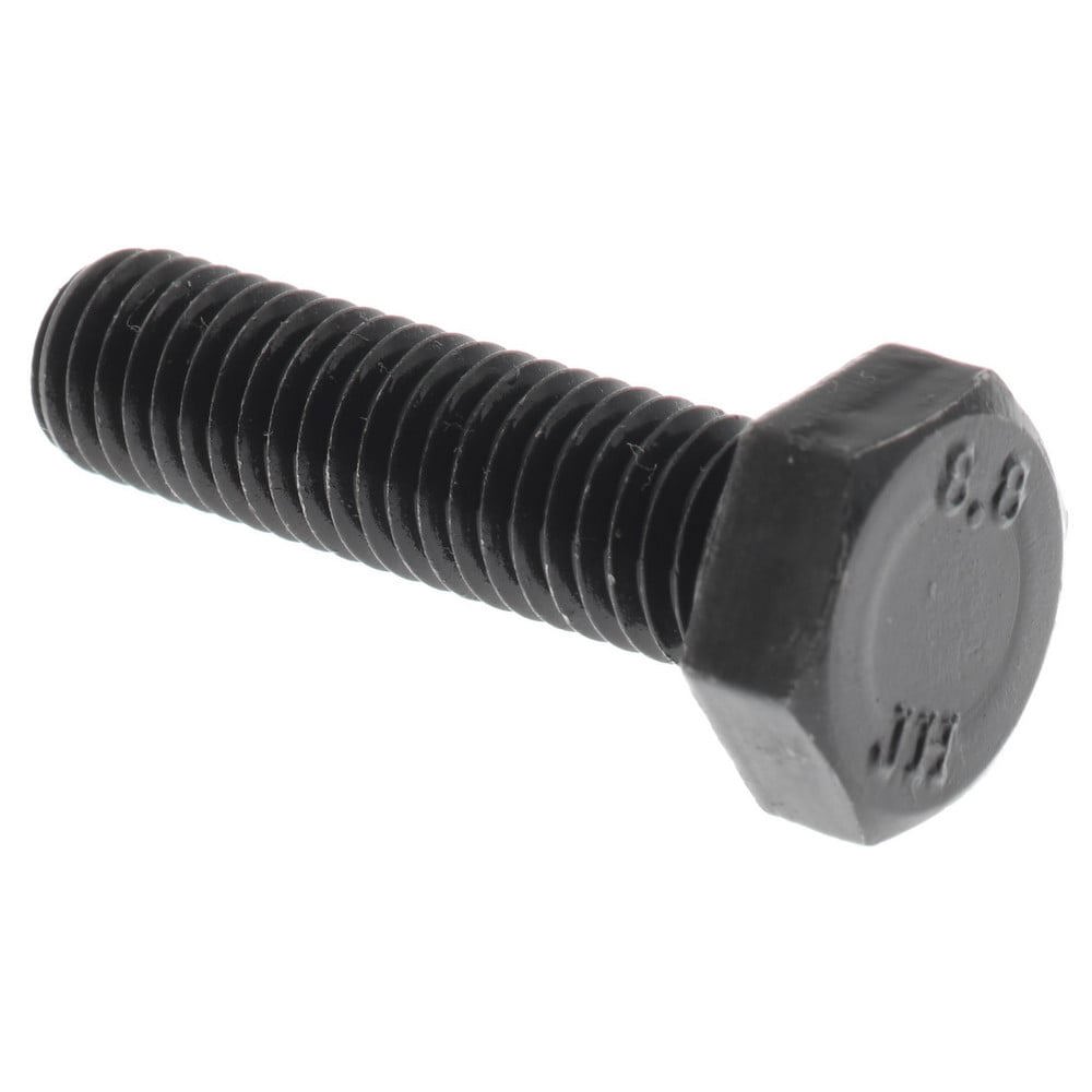 Hex Head Cap Screw: M8x1.25, 30.00 mm Length Under Head, Grade 8.8 Steel, Bright/Uncoated Finish