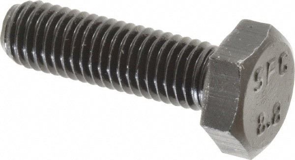 Hex Head Cap Screw: M10x1.5, 35.00 mm Length Under Head, Grade 8.8 Steel, Bright/Uncoated Finish