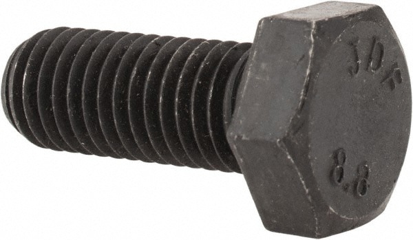 Hex Head Cap Screw: M12x1.75, 30.00 mm Length Under Head, Grade 8.8 Steel, Bright/Uncoated Finish