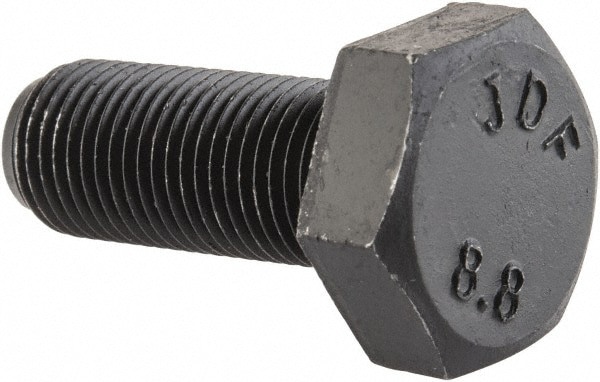 Hex Head Cap Screw: M10x1, 25.00 mm Length Under Head, Grade 8.8 Steel, Bright/Uncoated Finish