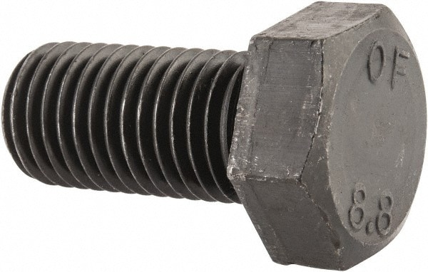 Hex Head Cap Screw: M20x2.5, 40.00 mm Length Under Head, Grade 8.8 Steel, Bright/Uncoated Finish
