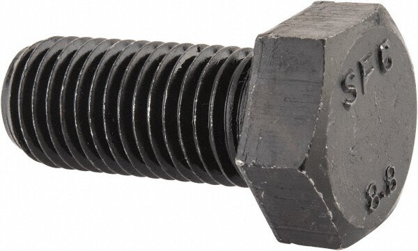 Hex Head Cap Screw: M20x2.5, 45.00 mm Length Under Head, Grade 8.8 Steel, Bright/Uncoated Finish