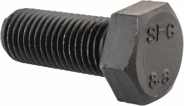 Hex Head Cap Screw: M20x2.5, 50.00 mm Length Under Head, Grade 8.8 Steel, Bright/Uncoated Finish