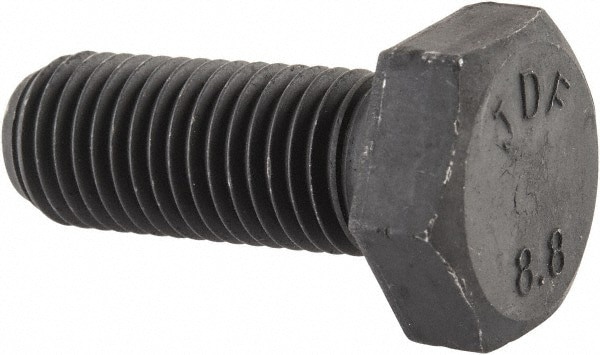Hex Head Cap Screw: M12x1.5, 30.00 mm Length Under Head, Grade 8.8 Steel, Bright/Uncoated Finish