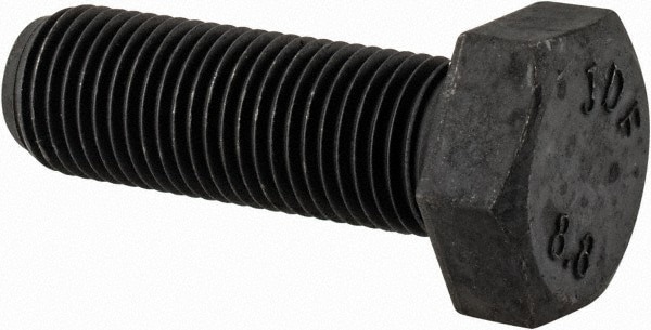 Hex Head Cap Screw: M12x1.25, 35.00 mm Length Under Head, Grade 8.8 Steel, Bright/Uncoated Finish