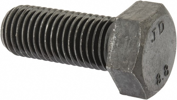 Hex Head Cap Screw: M24x3, 60.00 mm Length Under Head, Grade 8.8 Steel, Bright/Uncoated Finish
