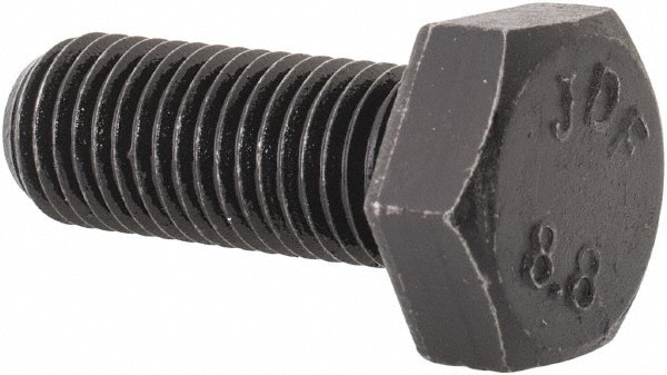 Hex Head Cap Screw: M8x1, 20.00 mm Length Under Head, Grade 8.8 Steel, Bright/Uncoated Finish