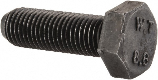Hex Head Cap Screw: M8x1, 25.00 mm Length Under Head, Grade 8.8 Steel, Bright/Uncoated Finish