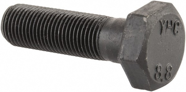 Hex Head Cap Screw: M10x1, 35.00 mm Length Under Head, Grade 8.8 Steel, Bright/Uncoated Finish