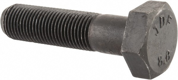 Hex Head Cap Screw: M10x1, 40.00 mm Length Under Head, Grade 8.8 Steel, Bright/Uncoated Finish