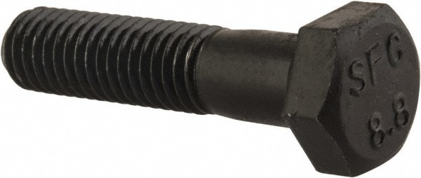 Hex Head Cap Screw: M8x1.25, 35.00 mm Length Under Head, Grade 8.8 Steel, Bright/Uncoated Finish