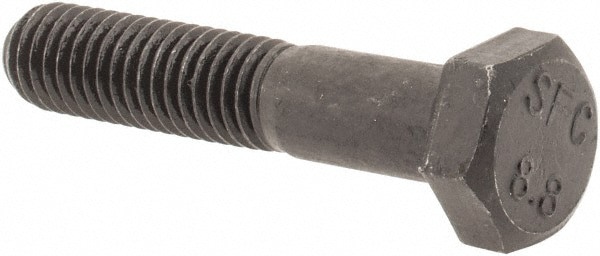 Hex Head Cap Screw: M8x1.25, 40.00 mm Length Under Head, Grade 8.8 Steel, Bright/Uncoated Finish