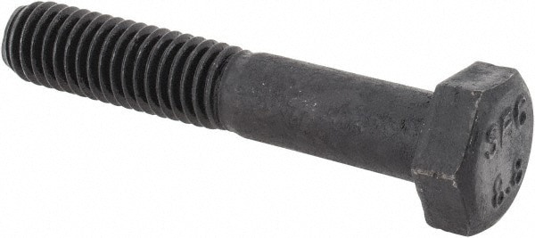 Hex Head Cap Screw: M8x1.25, 45.00 mm Length Under Head, Grade 8.8 Steel, Bright/Uncoated Finish