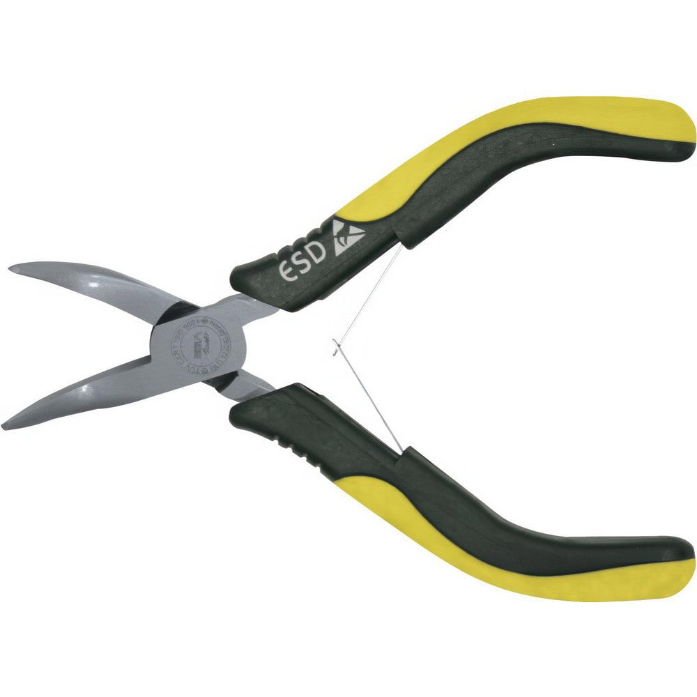 Bent Nose Pliers; Jaw Texture: Serrated ; Jaw Length: 36.00mm ; Jaw Width: 9.00mm ; Jaw Bend: 30 ; Handle Type: Ergonomic ; Side Cutter: No