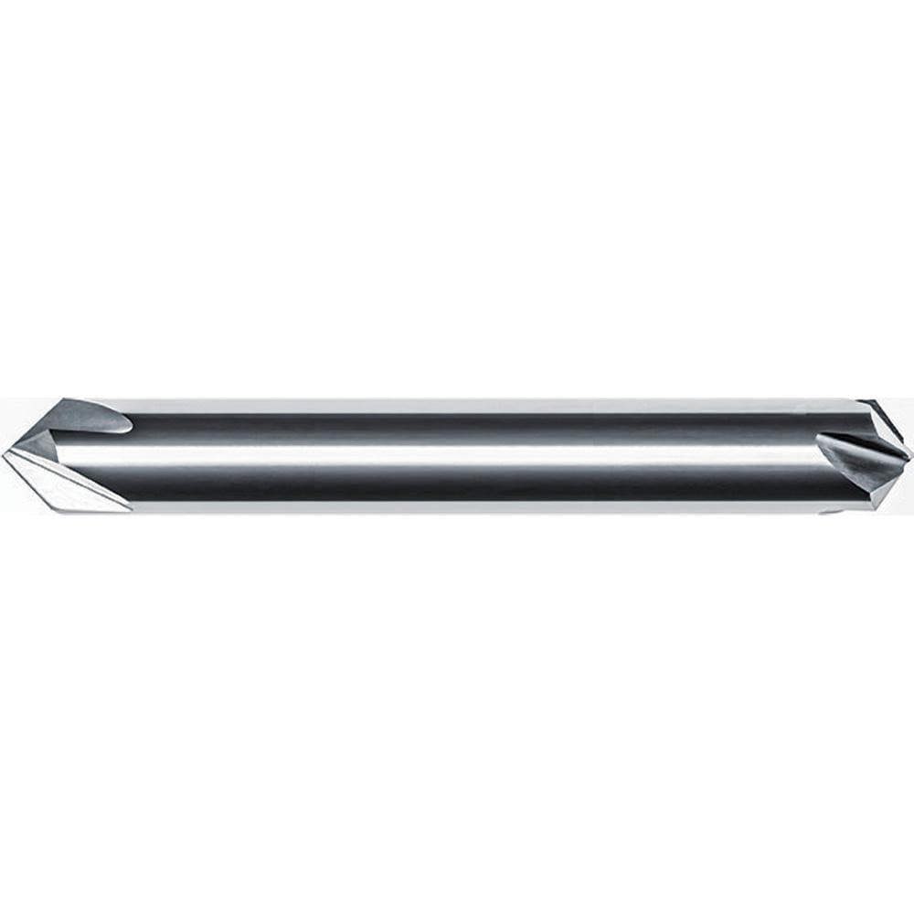 Chamfer Mills; Included Angle: 90.00 ; Chamfer Mill Material: Solid Carbide ; Cutter Head Diameter (Fractional Inch): 3/8 ; Cutter Head Diameter (Decimal Inch): 0.3750 ; End Type: Double ; Length of Cut (Inch): 3/16