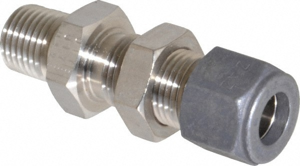 Compression Tube Bulkhead Connector: 1/4