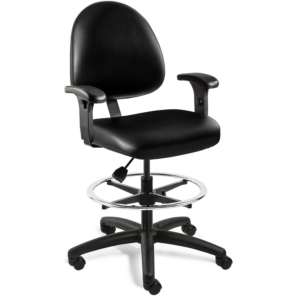 Task Chair: Vinyl, Adjustable Height, Black