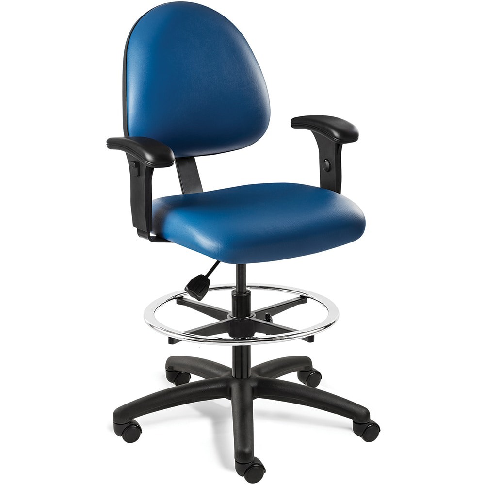 Task Chair: Vinyl, Adjustable Height, Blue