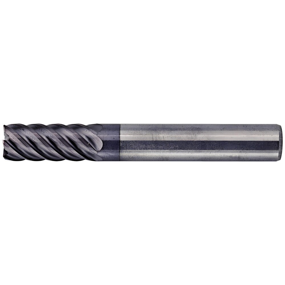 Corner Radius End Mill: 12 mm Dia, 36 mm LOC, 1 mm Radius, 6 Flutes, Solid Carbide