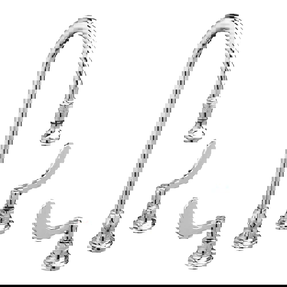 Monterrey 8-Inch Widespread Gooseneck Faucet With Wrist Blade Handles 1.5 gpm/5.7 Lpm Rose Spray