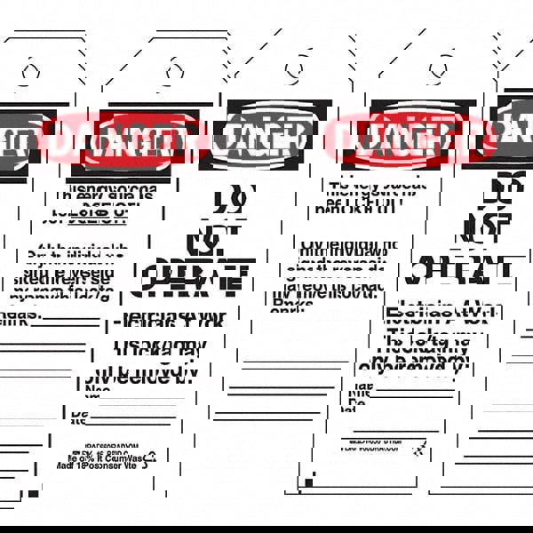 Do Not Operate Tag: Paper, 