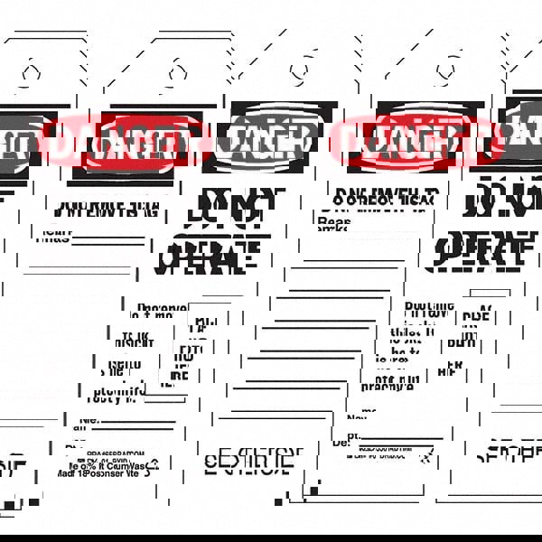 Do Not Operate Tag: Paper, 